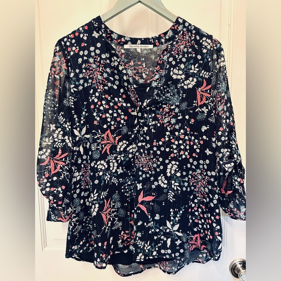 Collective Concepts Silver Foil Detail Floral Blouse - Picture 6 of 6